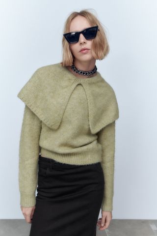 Zara + Wide Lapel Knit Sweater