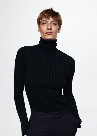 Mango + Rolled Neck Cable Sweater