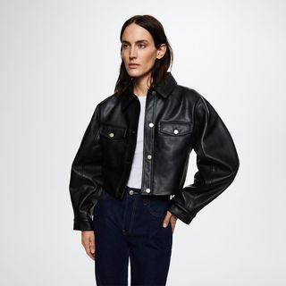 Mango + Short Leather-Effect Jacket