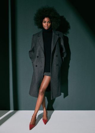 Mango + Double-Breasted Wool Tailored Coat