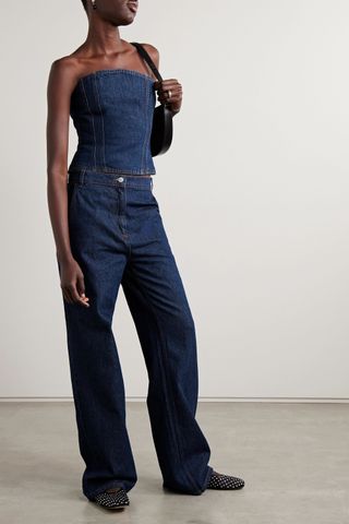 Magda Butrym + Cropped Denim Bustier Top