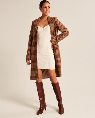 Abercrombie + Long-Sleeve Hardware Mini Sweater Dress