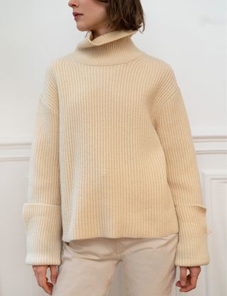 Pixie Market + Beige Oversize Sleeve Cuff Sweater