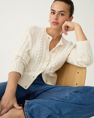 J.Crew + Cable Knit Cardigan Sweater