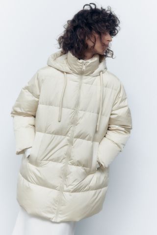 Zara + Hooded Puffer Jacket