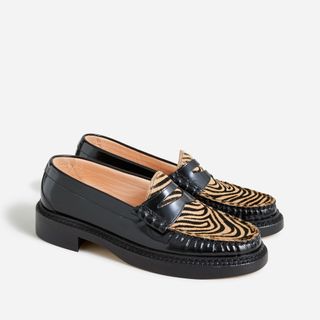 J.Crew + Rowan Penny Loafers in Leather and Calf Hair