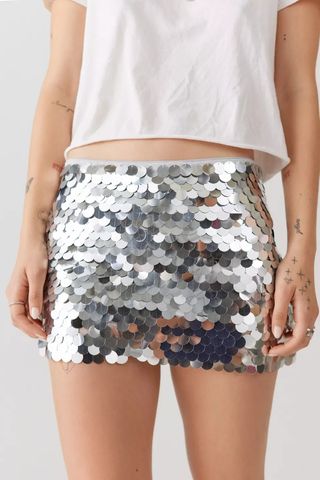 Urban Outfitters + Zinnia Sequin Low-Rise Mini Skirt