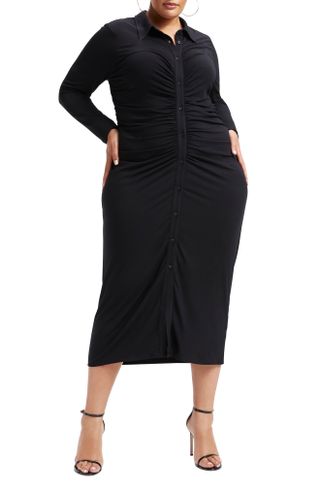 Good American + Good Touch Button Front Midi Dress