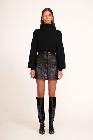 Staud + Paper Skirt Black Vegan Leather