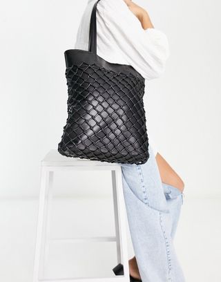 Topshop + Tina Woven Faux Leather Tote Bag