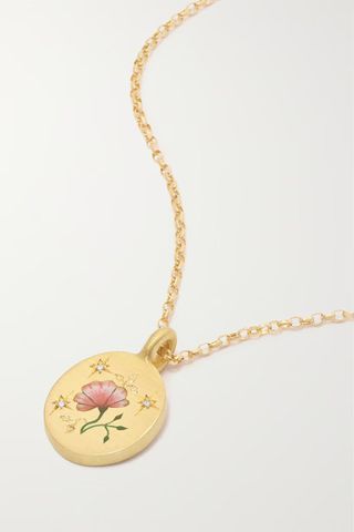 Cece Jewellery + Rose 18ct Recycled Gold, Enamel Diamond Necklace