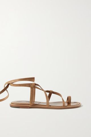 Manolo Blahnik + Primathi Lace-Up Suede Sandals