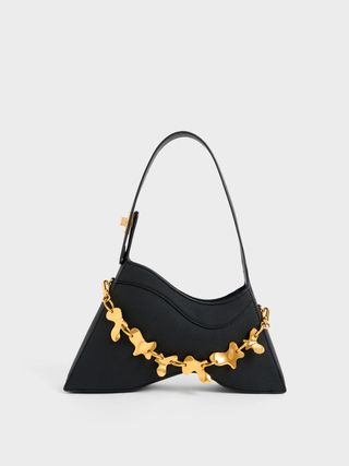 Charles and Keith + Black Verity Chain-Link Sculptural Bag