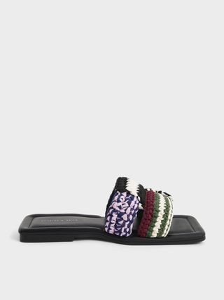 Charles & Keith + Multicoloured Knitted Interwoven Strap Slides