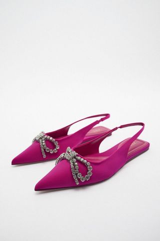 Zara + Flat Mules With Embellished Bow