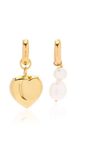 Timeless Pearly + Gold Heart & Pearl Drop Mismatch Earrings