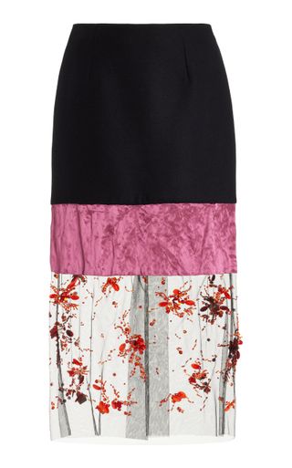 Prada + Beaded Satin Midi Skirt