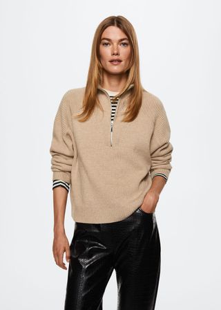 Mango + Zipped High Collar Sweater