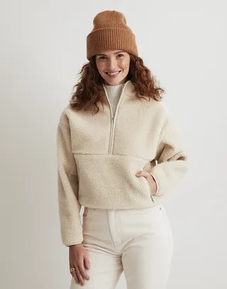 Madewell + Faux Shearling Half-Zip Pullover
