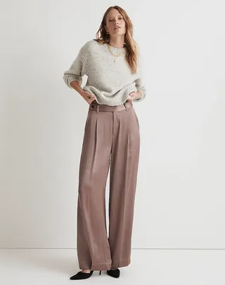 Madewell + The Harlow Wide-Leg Pant in Satin