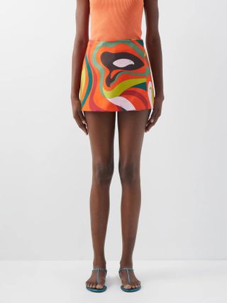 Pucci + Marmo-Print Silk-Twill Wrap Skirt