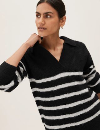 M&S Collection + Striped Collared Jumper