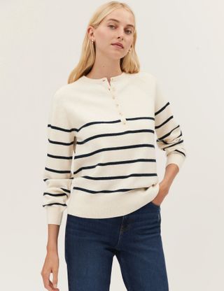 M&S Collection + Recycled Blend Striped Relaxed Jumper