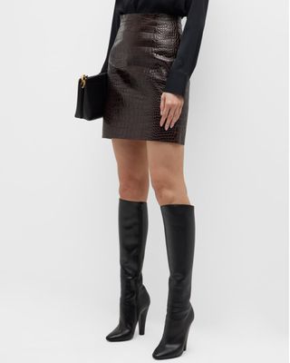 Michael Kors Collection + Leather A-Line Mini Skirt