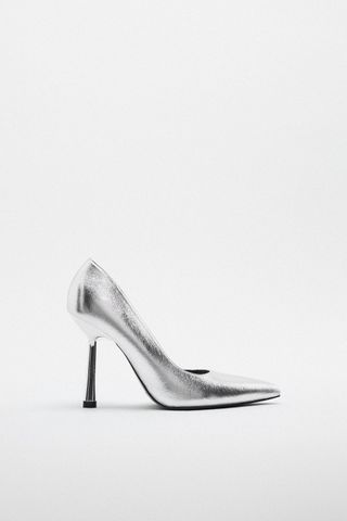 Zara + Asymmetric Heeled Metallic Shoes
