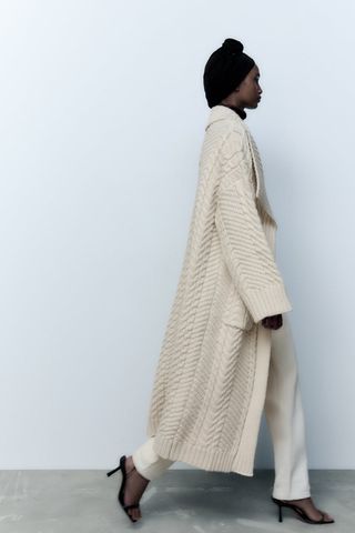 Zara + Cable Knit Coat