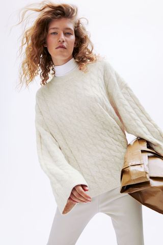 H&M + Oversized Cable-Knit Jumper