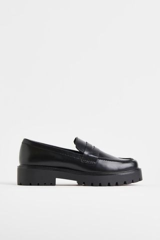 H&M + Chain-Detail Leather Loafers