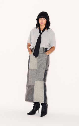 Loti + Juana Skirt in Carbón Patchwork Merino Wool