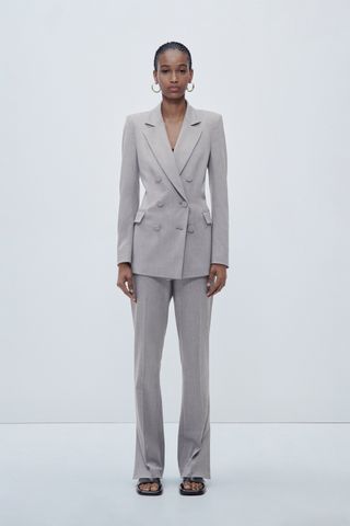 Zara + Lined Button Double Blazer