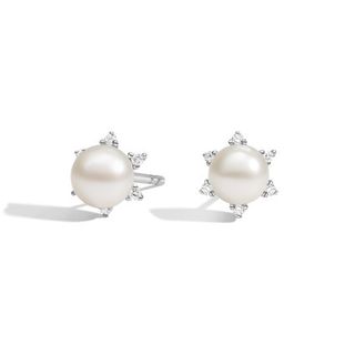 Brilliant Earth + Zia Freshwater Cultured Pearl and Diamond Earrings