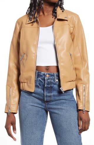 BlankNYC + Faux Leather Bomber Jacket