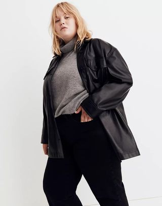 Madewell + Faux-Leather Oversize Shirt-Jacket