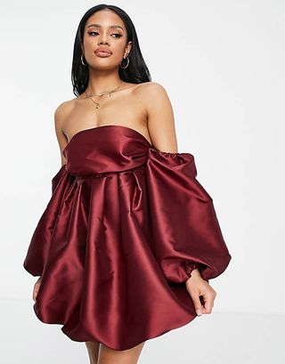 ASOS Luxe + Bubble Babydoll Satin Minidress