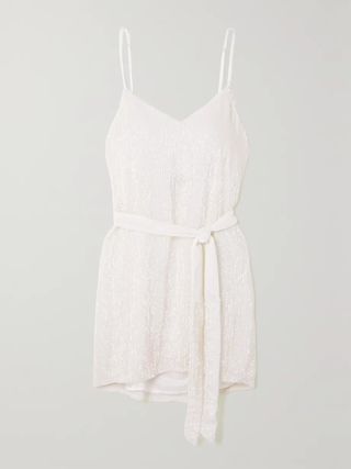 Retrofête + Claire Belted Sequined Chiffon Mini Dress