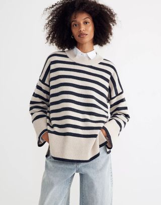 Madewell + (Re)sourced Cashmere Sweater in Stripe