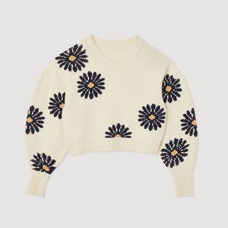 Sandro + Floral Knit Sweater
