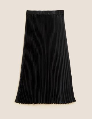 M&S Collection + Satin Pleated Midaxi Skirt