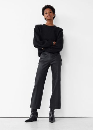 & Other Stories + Flared Cropped Leather Trousers