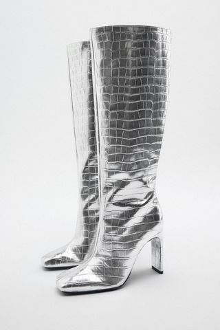 Zara + Laminated Heeled Boots