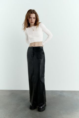 Zara + Faux Leather Skirt