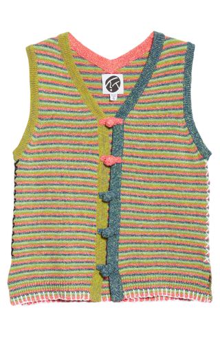 Yanyan + Romy Microstripe Button-Up Sweater Vest