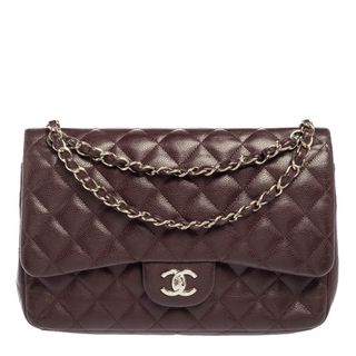 Chanel + Quilted Caviar Leather Jumbo Classic Double Flap Bag