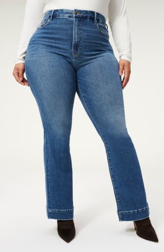 Good American + Good Legs High Waist V-Back Flare Jeans