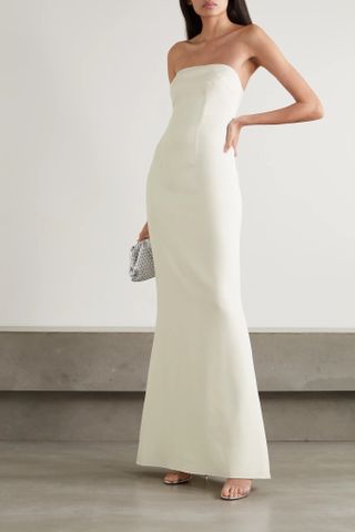 Safiyaa + Strapless Crepe Gown