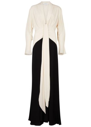 Victoria Beckham + Panelled Draped Silk Gown